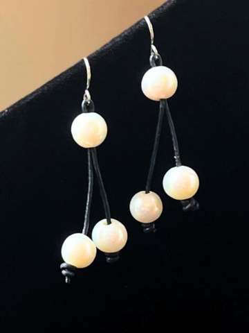 Three Pearl Earrings