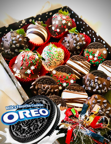Half Dozen Snowflake Berries and One Dozen Snowflake Chocolate Covered Oreos®